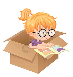 女孩在盒子里读书图片