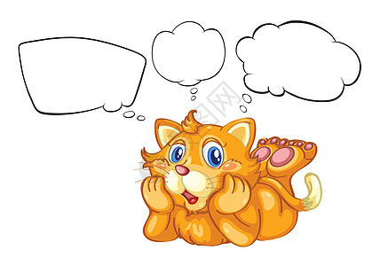 带空图纸的猫气泡说谎猫科尾巴胡须标注宠物动物卡通片思维背景图片