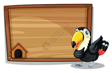 黑鸟在木头空白板旁边图片
