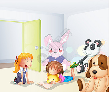 一间有孩子和动物的房间图片