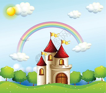 彩虹下的一个城堡图片