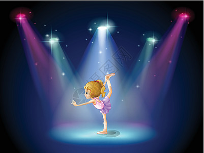 一个女孩在舞台上表演芭蕾 聚光灯图片