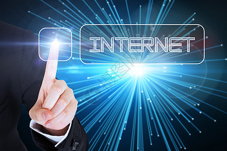 商业妇女触触互联网按钮的手指网络技术计算机蓝色女性女士一个字商务数字公司图片