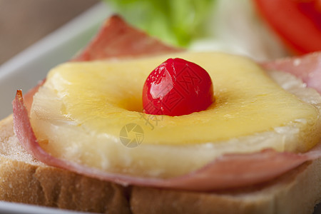 樱桃吐司夏威夷小吃水果火腿食物热带蔬菜营养早餐菠萝面包图片