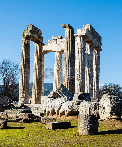 古代内梅亚的宙斯寺文化石头大理石遗产首都废墟脚手架柱子寺庙历史图片