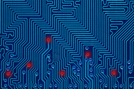 蓝色印刷电路板红色电子技术电脑床单高科技工程迷宫电子产品桌子图片
