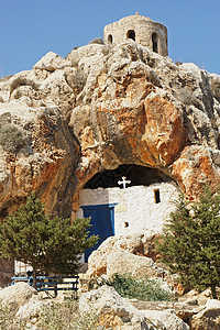 塞浦路斯普罗塔拉斯山洞穴教堂宗教景点假期岩石旅行旅游建筑全景地标教会图片