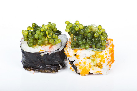 葡萄和海藻沙司午餐食物书市寿司海藻异国饮食美食情调鱼子图片