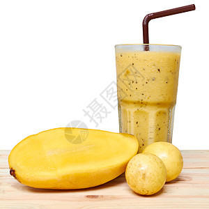 芒果与激情水果冰淇淋热带排毒果汁矿物小吃食物奶昔黄色营养饮食图片