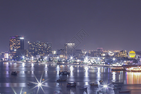 泰国帕塔亚湾夜间现场天空旅行景观曲线生活场景城市街道海滩建筑图片