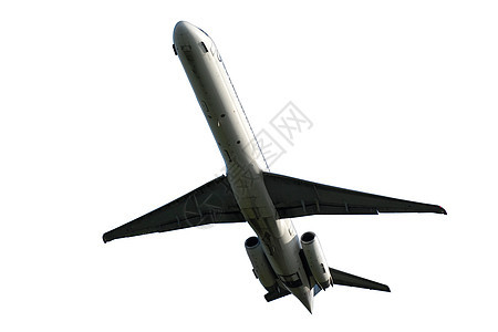 在白色背景上孤立的平面喷射土地民间商业蓝色货物航空飞行运输飞机场图片