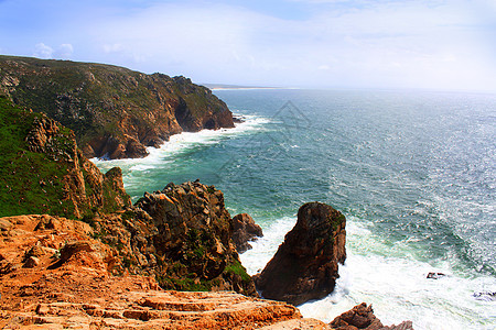 葡萄牙海岸线旅行波浪崎岖岩石海岸悬崖旅游海洋图片