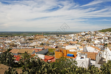 西班牙安达卢西亚奥苏纳屋顶旅游旅行爬坡道家园粉饰建筑学晴天房屋白色全景图片