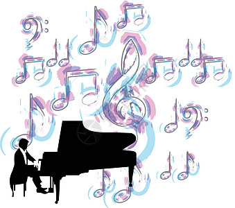 音乐节 矢量插图作曲家爵士乐笔记艺术墨水键盘音乐家乐器玩家奢华图片