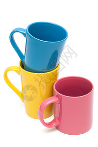 颜色杯黄色厨房蓝色平衡粉色茶点陶瓷空白咖啡制品图片