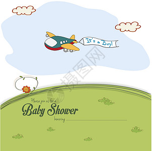 带有可爱飞机的婴儿淋浴卡图片