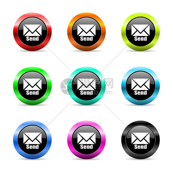 发送网络图标集彩信邮件绿色信封邮政通讯电子邮件短信金属网站图片