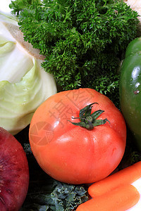 绿色的葡萄或樱桃番茄展示健康红色白菜食物香菜多叶营养饮食市场图片