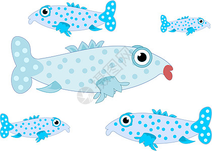 蓝鱼求爱婴儿热带嘴唇学校漫画插图眼睛水族馆游泳图片