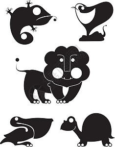 原始艺术动物假影变色龙生物学动物园装饰品森林爬虫插图卡通片捕食者绘画图片