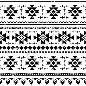 白色上的部落aztec矢量逆向无缝模式图片