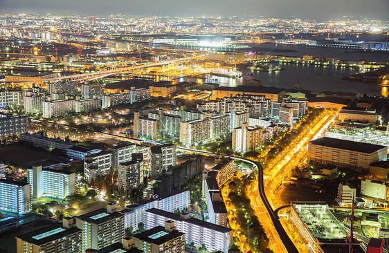 大阪天际夜景观游客仓库场景地标办公室金融商业天际城市图片