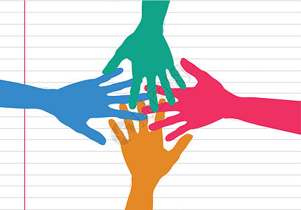 背景色彩多彩的光影手设计选举人群手势喜悦教育手指团体情感帮助插图图片