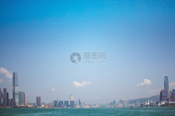 香港胜景港摩天大楼蓝色建筑天空海洋城市港口文明图片