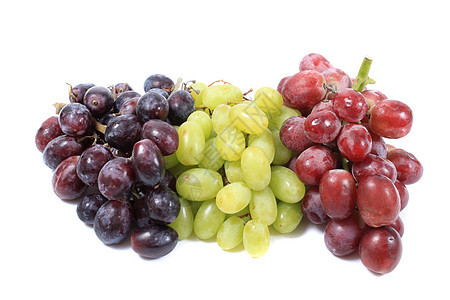 三种不同种类的葡萄饮食黑色水果小吃健康营养白色食物红色图片