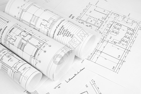 建筑图画的卷轴商业铅笔设计文书工程草稿项目框架文档建筑师图片
