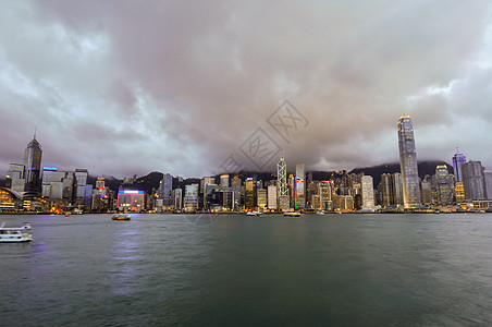 香港太平山来自九龙的香港天线目的地市中心全景烟雾景观地标办公大楼天际摩天大楼地方背景