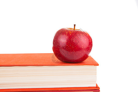 带有红苹果的堆叠书艺术页数教育小说文学红色阅读白色图片