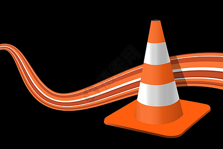 交通干线障碍锥体反射警告橙子插图维修构造运输阴影图片
