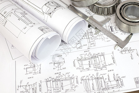 建筑图画 卡利伯尔和轴承工程师素描图表打印金属工具工程引擎桌子蓝图图片