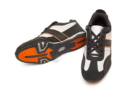 现代鞋白色橙子水平培训师运动鞋蕾丝鞋带麂皮皮革运动图片