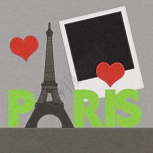 Eiffel塔台 巴黎 法国布料背景缝合风格旅行国家纺织品纪念碑首都建筑游客场地接缝假期图片