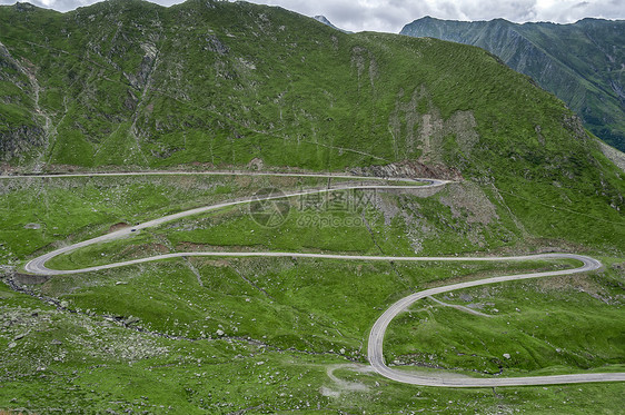 外法加拉桑山路蓝色旅游弯曲路线曲线全景运输地标场景高山图片