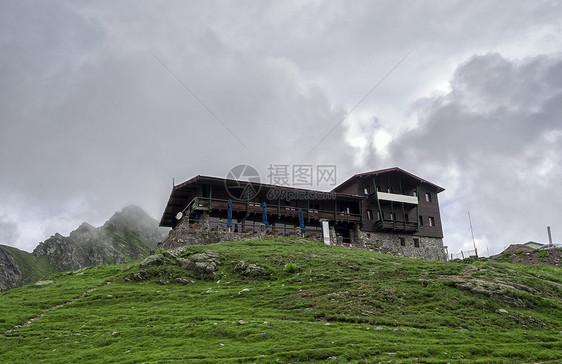 山棚小屋国家旅游房子场景全景爬坡避难所庇护所旅行图片