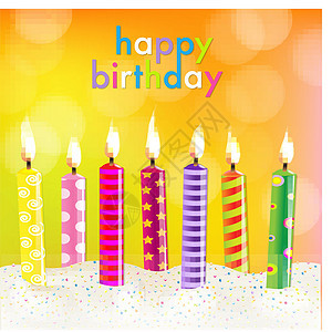 生日卡燃烧儿童蜡烛气球背景生日蛋糕奶油食物星星甜点图片