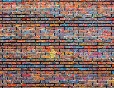 五颜六色的砖墙纹理石工黄色蓝色城市积木橙子墙纸建筑黏土红色图片