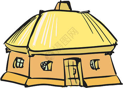 乌克兰传统房屋乌克兰式国家村庄草图古董建筑学卡通片小屋插图历史农场图片