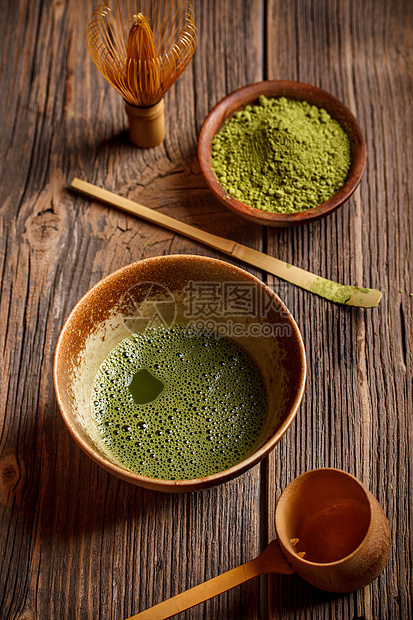 Matcha 相配绿色粉状文化茶仙抹茶礼仪绿茶粉末制品茶匙图片