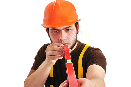 建筑商的闲置占用维修职员领班胡须男人帽子工作建设者眼镜企业图片