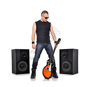 配吉他摇滚歌手吉他手细绳展示电气男性眼镜乐趣扬声器金属艺术家图片