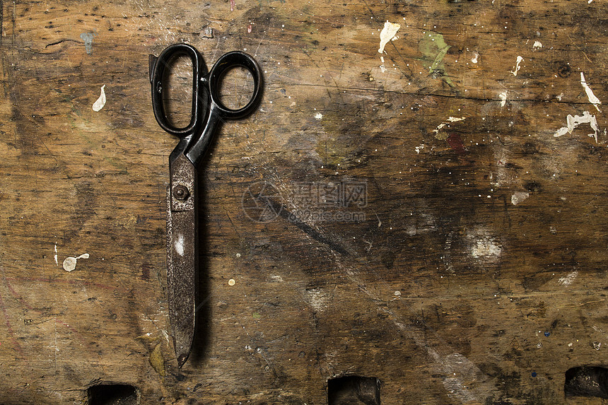 鲁斯提旧剪刀工作边缘工具艺术爱好手工品文化修复纹理木头图片