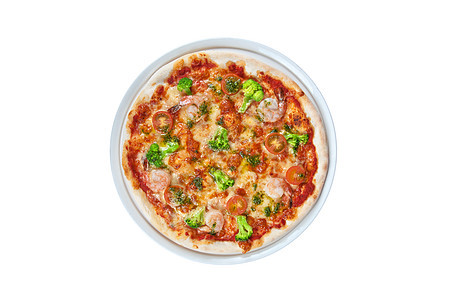 海鲜比萨小吃收藏香肠美食熏肉火腿面团洋葱餐厅辣椒图片