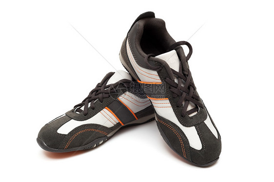 现代鞋运动鞋鞋类培训师皮革蕾丝白色橙子灰色水平麂皮图片