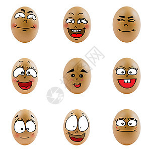 以快乐的脸蛋收集的鸡蛋创造力食物白色情感乐趣朋友团体微笑背景图片