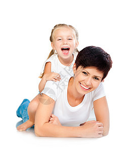 母亲和女儿在笑孩子压痛家庭女性母性拥抱乐趣幸福妈妈婴儿图片
