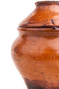 陶瓷锅陶器制品食物沙锅平底锅宏观黏土用具红陶手工图片